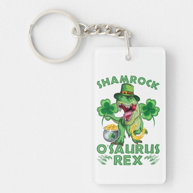 Shamrock O'saurus Rex St. Patrick’s Day Schlüsselanhänger (Vorderseite)