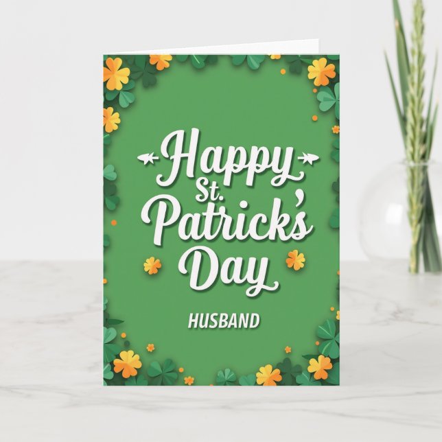 Shamrock Pattern Husband Card Karte (Vorderseite)
