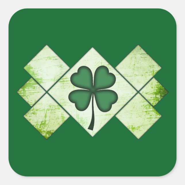 Shamrock Pattern St Patrick’s Day - Autocolante Quadratischer Aufkleber (Vorderseite)