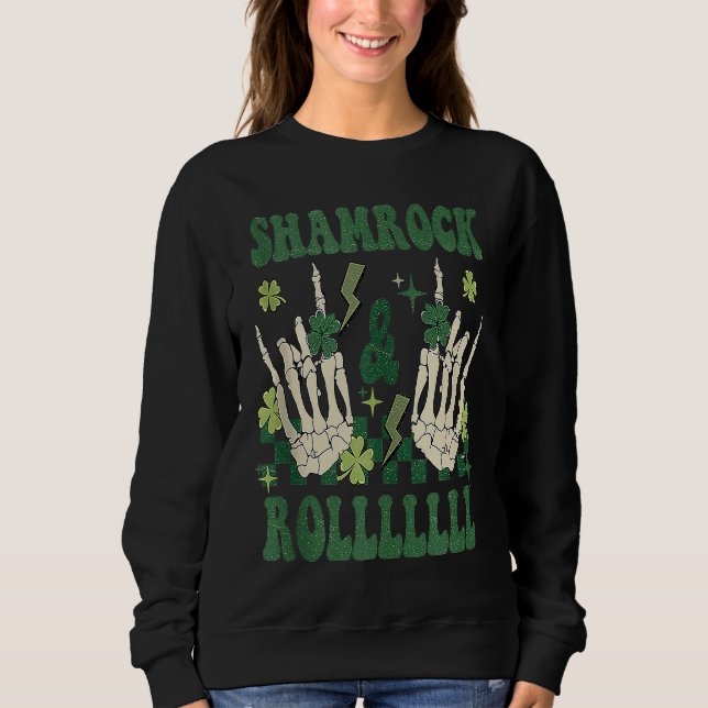 SHAMROCK & ROLLLLLL Heavy Metal Punk Rock St Patri Sweatshirt (Vorderseite)