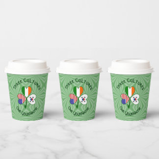 Shamrock S. Korea Ireland USA Personalized Text Pappbecher