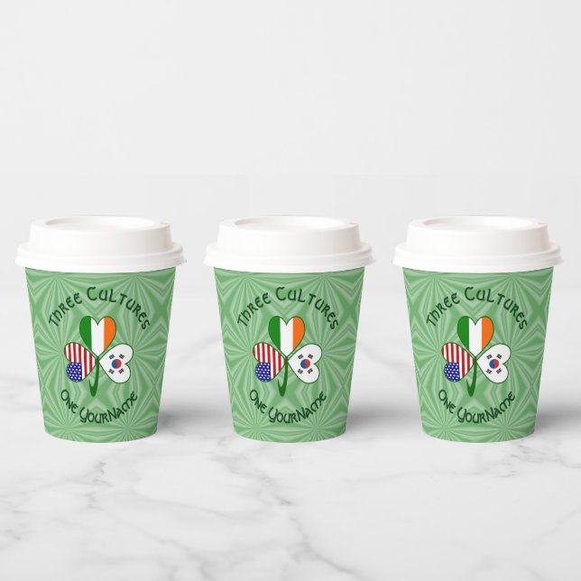 Shamrock S. Korea Ireland USA Personalized Text Pappbecher (Multi)