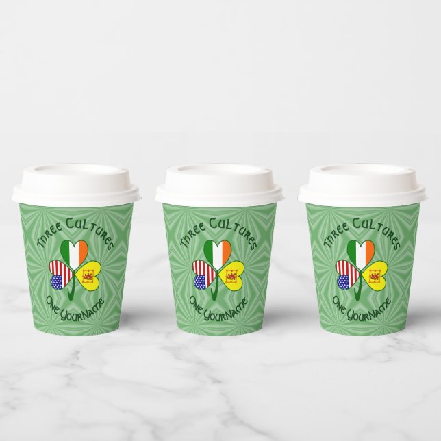 Shamrock Scot Lion Ireland USA Personalized Text Pappbecher (Multi)