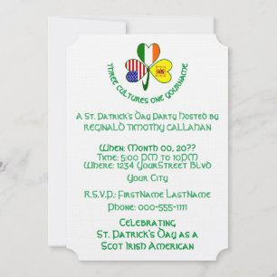 Shamrock Scot Lion Irland USA-Flaggen Personalisie Einladung