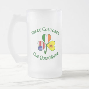 Shamrock Scot Lion Irland USA Flaggen Personalisie Mattglas Bierglas