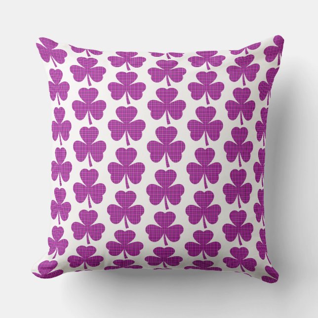 Shamrock Shape Plaid Pink Purple Kissen (Vorderseite)