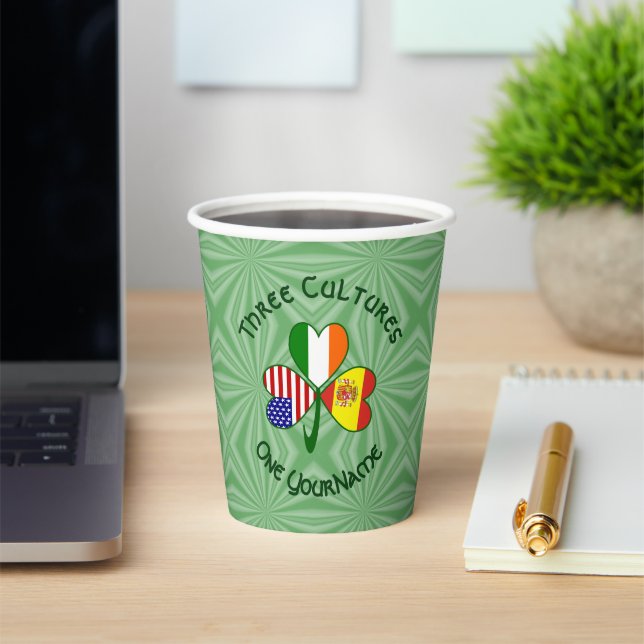 Shamrock Spain Ireland USA Personalized Text Pappbecher (InSitu)