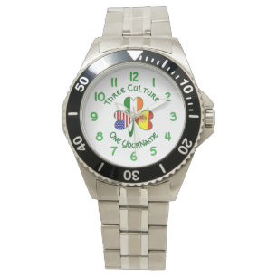 Shamrock Spanien Irland USA-Flaggen Armbanduhr