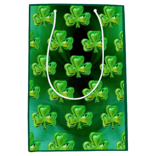 Shamrock St Patrick's Day Gift Bag Mittlere Geschenktüte (Vorderseite)