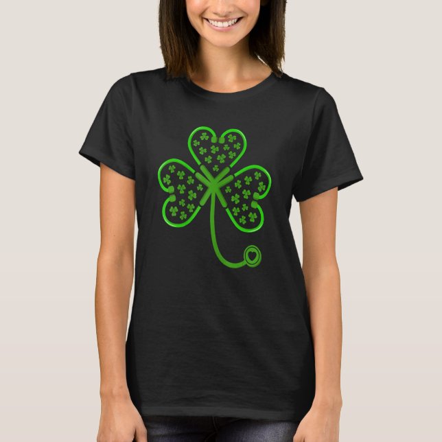 Shamrock Stethoscope Nurse Lucky St Patricks Day N T-Shirt (Vorderseite)
