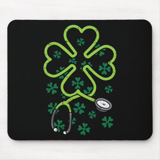 Shamrock-Stethoskop-Operationsschwester St. Patric Mousepad (Vorne)