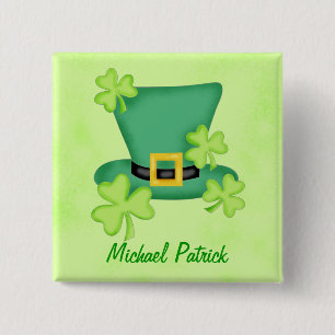 Shamrock Top Chapeau St. Patrick's Nom Badge Pin