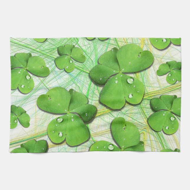 Shamrock vert Clover St Patrick Serviette de cuisi (Horizontal)