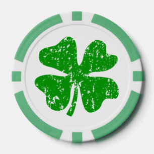 Shamrock vert des jetons de poker   de partie de