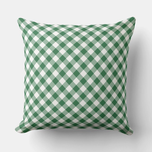 Shamrock Vert et blanc En vichy Coussin (Recto)