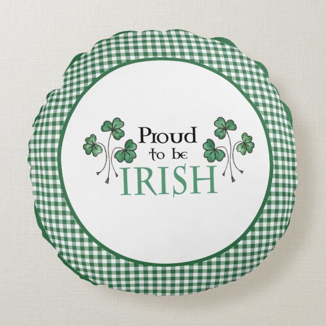 Shamrock vert fier d'être Coussin irlandais (Devant)