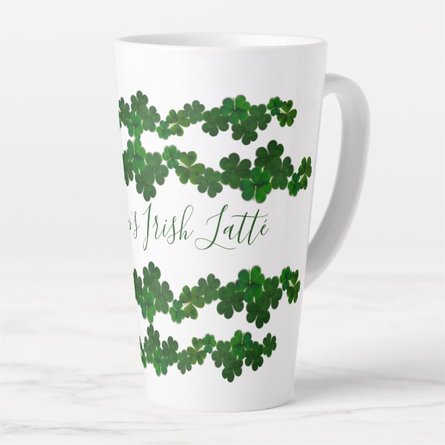 Shamrock vert Latté Mug irlandais personnalisé (Angle droit)