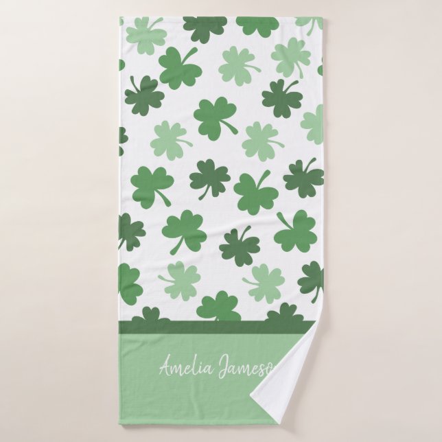 Shamrock vert motifs Saint Patrick's Day (Serviette de bain)