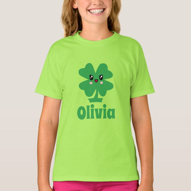 Shamrock Vert Nom personnalisé T-shirt (Devant)