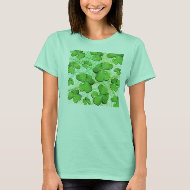 Shamrock vert St Patrick Mesdames T-shirt bio (Devant)