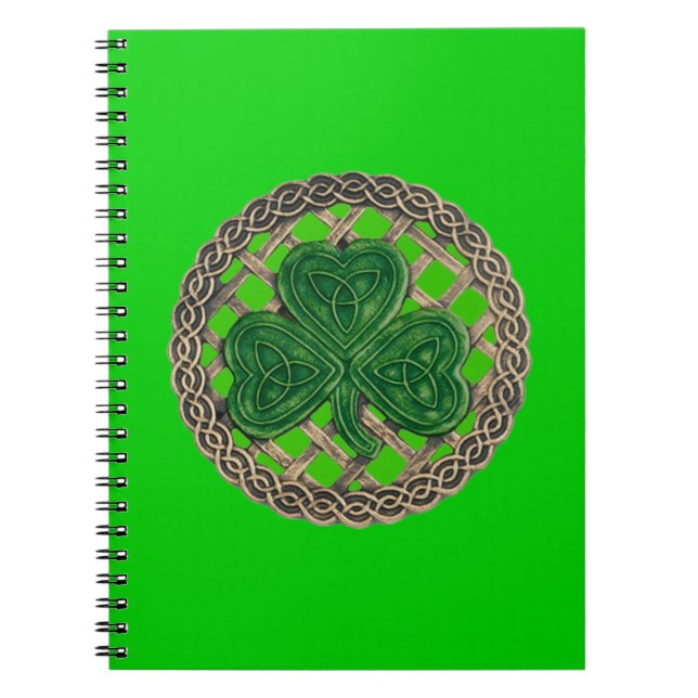 Shamrock Vert Sur Des Noeuds Celtiques Carnet Spir (Devant)