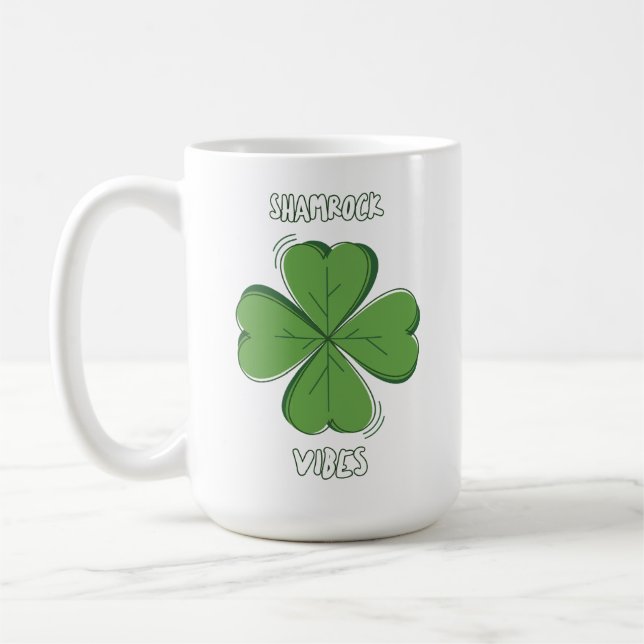 Shamrock Vibes Four-Leaf Clover St. Paddy's Day Kaffeetasse (Links)