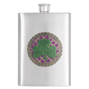 Shamrock violet sur flacon à noeuds celtiques