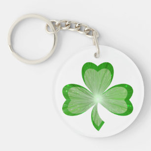 Shamrock Weiß doppelseitig Schlüsselanhänger
