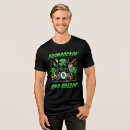 Shamrockin' and Rollin' - St. Patrick's Day Band Tri-Blend Shirt