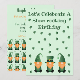 Shamrocking Geburtstagsfeier Gnomes Einladung