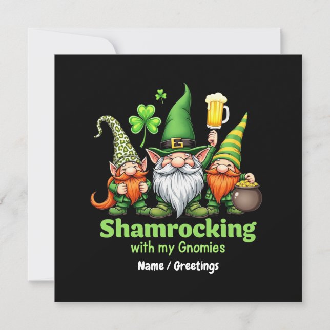 Shamrocking mit My Gnomies Funny St. Patrick's Einladung (Vorderseite)