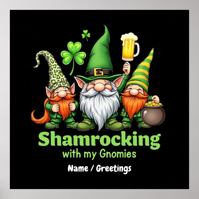 Shamrocking mit My Gnomies Funny St. Patrick's Poster (Vorne)