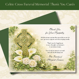 Shamrocks Catholic Irish Celtic Cross Condolence Dankeskarte