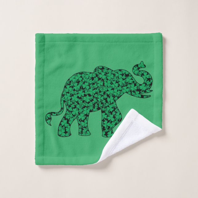 Shamrocks éléphants pour Jour de la St Patrick (Gant de toilette)