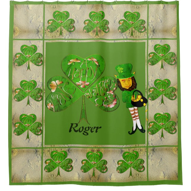 Shamrocks et rideau de douche Leprechaun (Devant)