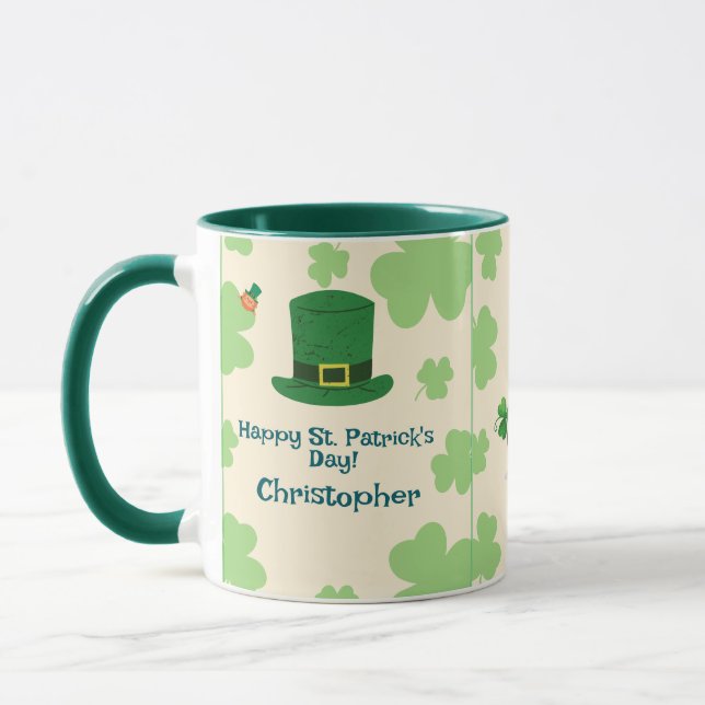 Shamrocks, leprechauns & Pot of Gold Mug Tasse (Links)