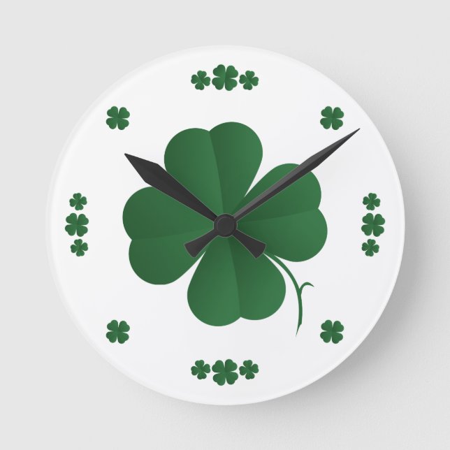 Shamrocks Runde Wanduhr (Vorderseite)