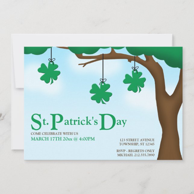 Shamrocks suspendus - Invitations de la Saint Patr (Devant)