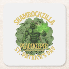 Shamrockzilla Peacekeeper: St. Patrick’s Day Kaiju Rechteckiger Pappuntersetzer