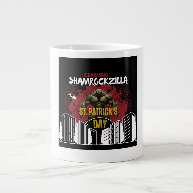 Shamrockzilla: St. Patrick’s Day Kaiju-Monster Jumbo-Tasse (Vorderseite)