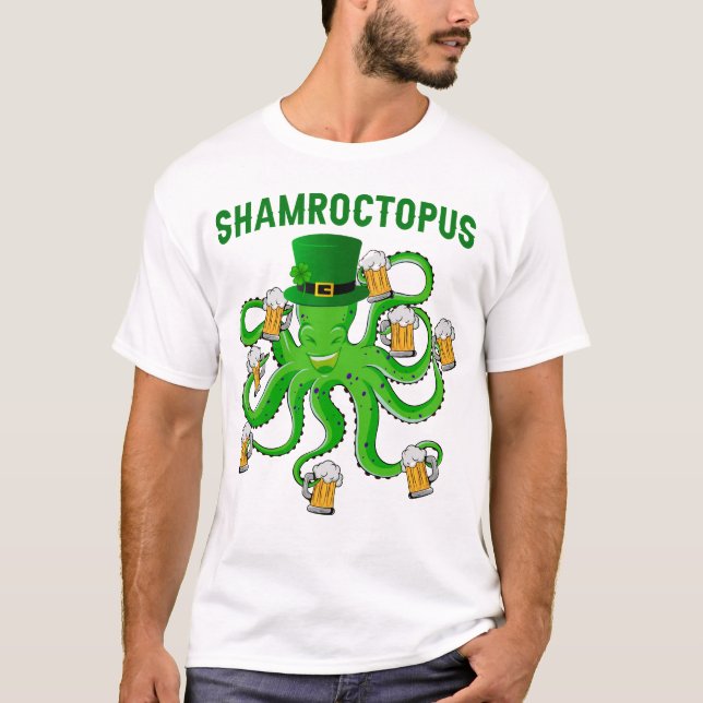 Shamroctopus Funny Animal Octopus Beer St Patricks T-Shirt (Vorderseite)