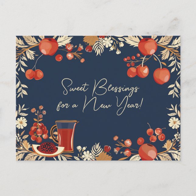 Shana Tova - blau Postkarte (Vorderseite)