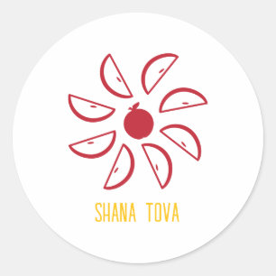 Shana Tova mit Äpfeln Runder Aufkleber
