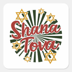 Shana Tova Rosh Hashanah Jüdischer Neujahrsfeierta Quadratischer Aufkleber