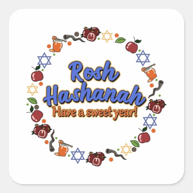 Shana Tova Rosh Hashanah Jüdischer Neujahrsurlaub Quadratischer Aufkleber (Vorderseite)