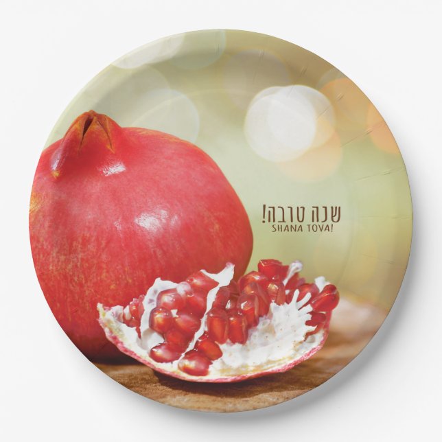 Shana Tova Rosh Hashanah jüdisches neues Jahr Pappteller (Vorderseite)