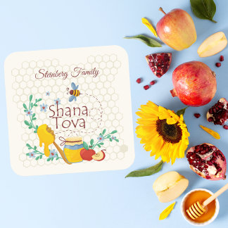 Shana Tova Rosh Hashanah Quadratischer Aufkleber
