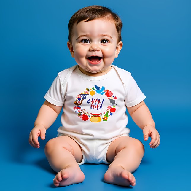 🍯 🍎 🐟 Shana Tova! Schönes neues Jahr1 Baby Strampler (🍯 🍎🐟 Shana Tova! Happy New Year1 Baby Bodysuit)