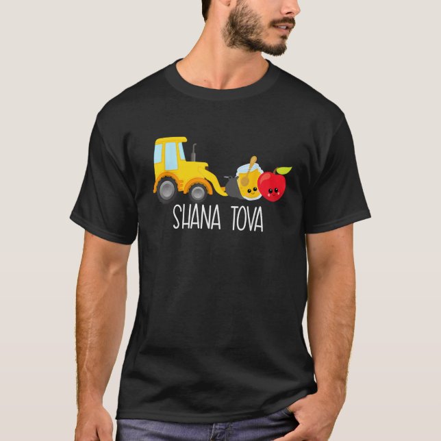 Shana Tova Trucks Loader Apple Honey Funny Rosh Ha T-Shirt (Vorderseite)