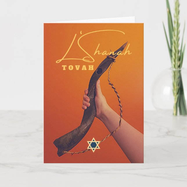 Shanah Tovah Holding the Shofar Star von David Karte (Vorderseite)